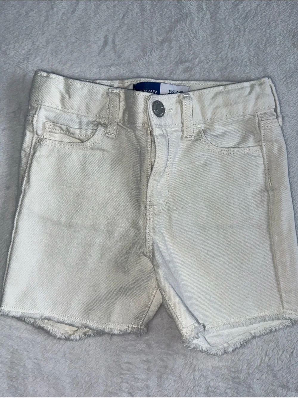 Old Navy Girls Lot of 3 Jean Shorts Size 5 adjustable waist White Blue Denim